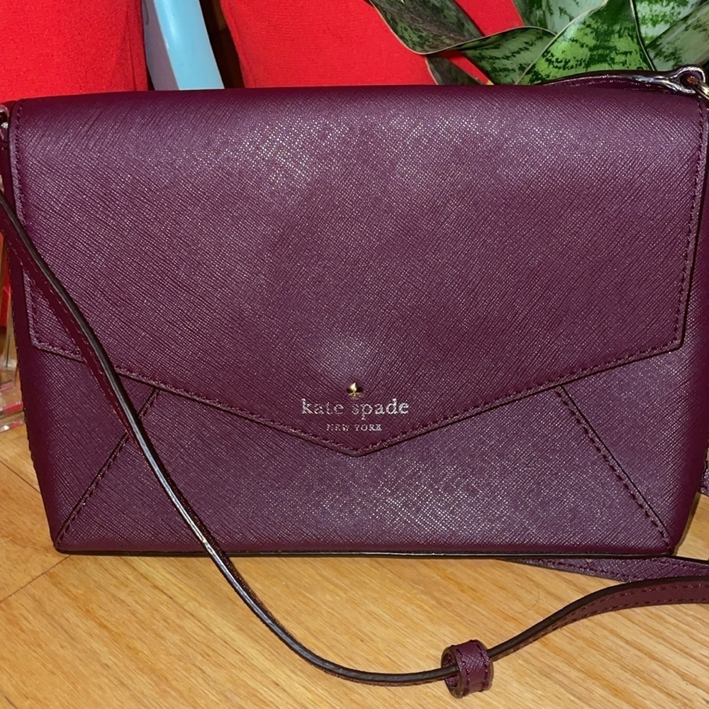 kate spade Burgundy Saffiano Leather Crossbody